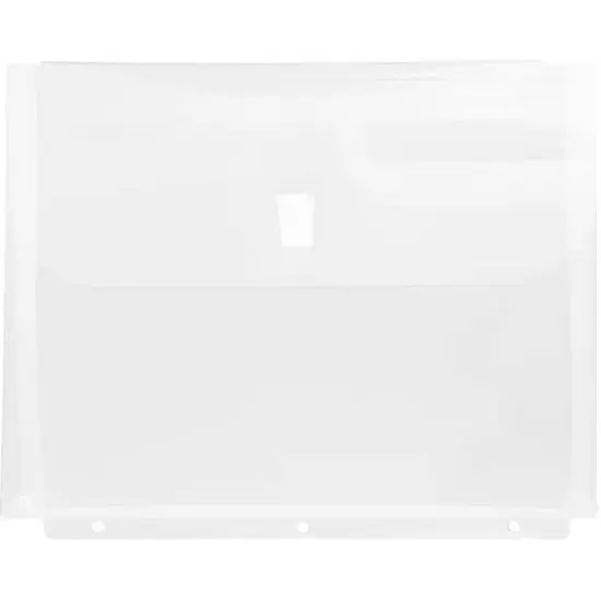 JAM Paper 9.5" x 11.5" Hook & Loop Closure 3-Hole Punch Plastic Envelopes, 12ct. Clear {1}