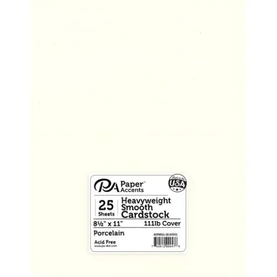 PA Paper™ Accents 8.5" x 11" Heavyweight Smooth Cardstock, 25 Sheets Porcelain {1}