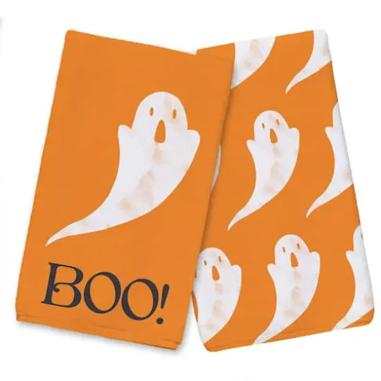 Orange BOO Ghost Tea Towel Set {1}