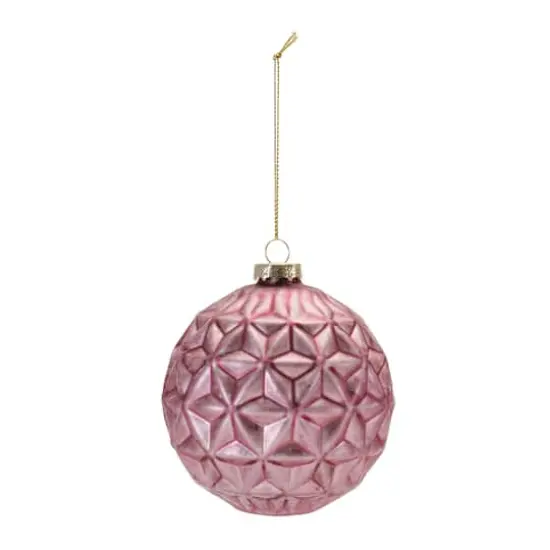 6 Pack 4" Frosted Pink Geometric Ball Glass Ornaments {5}
