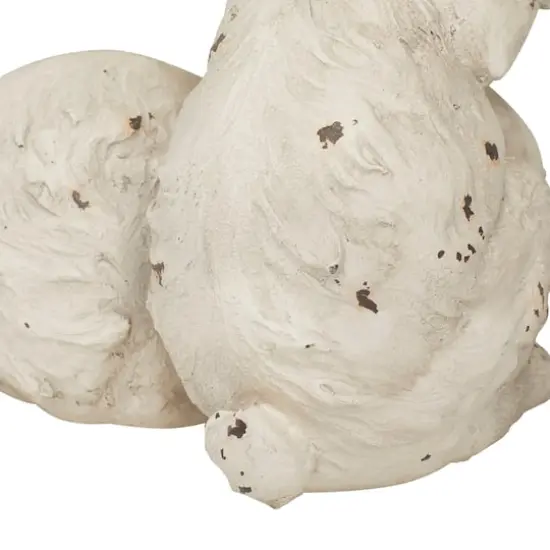 White Farmhouse Rabbits Garden Sculpture, 8" x 9" x 11" {5}