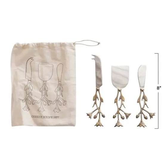 Hello Honey&reg; Stainless Steel & Brass Cheese Knives, 3ct. {5}