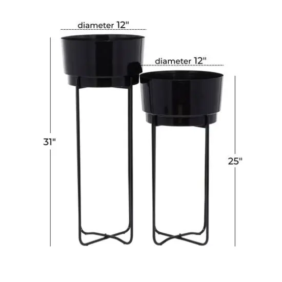 CosmoLiving by Cosmopolitan Contemporary Planter Stand Set Black {10}