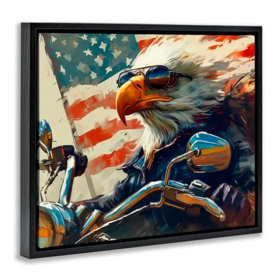 Stupell Industries Patriotic Bald Eagle Floater Framed Art Black {4}