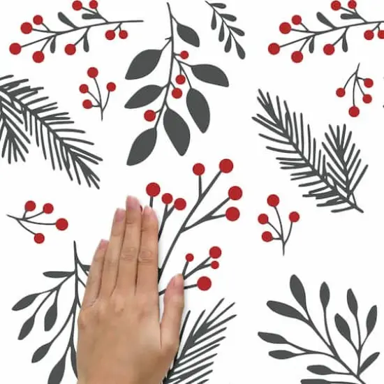 Holly Berries & Twigs Peel And Stick Wall Decals {7}