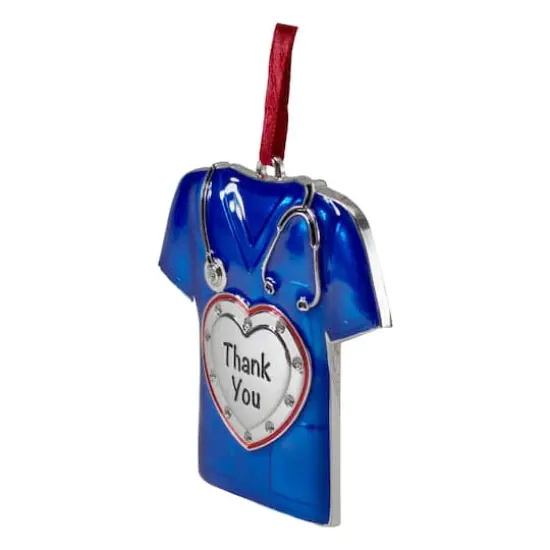 Silver Plated Blue Scrubs Crystal Embellished Ornament {4}