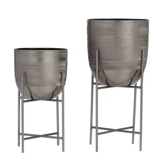 Grey Modern Planter, Set of 2" 12", 9" {6}