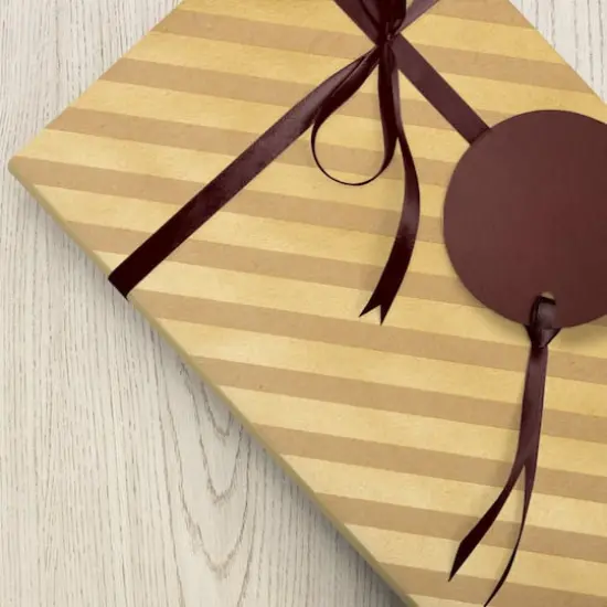JAM Paper Striped Gift Wrap Brown Kraft and Gold {7}