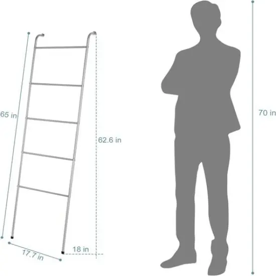 NEX&trade; 5ft. 5-Tier Silver Wall-Mounted Metal Towel Ladder {3}