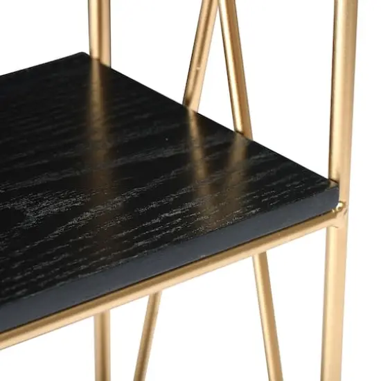 Hello Honey&reg; 24" Wood & Gold Rectangle Wall Shelf Black/Gold {4}