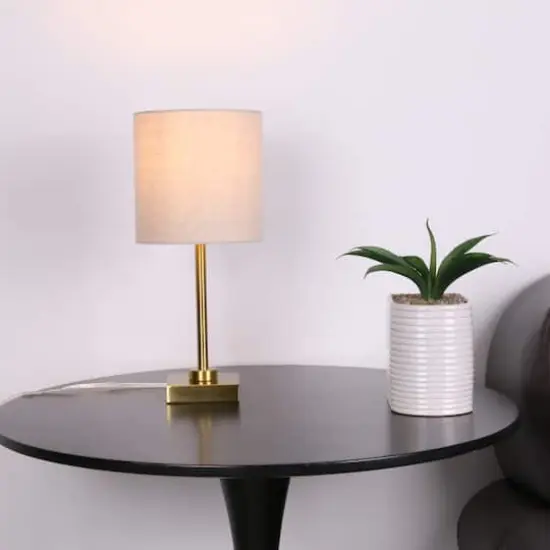 15.5" Metal Table Lamp with Natural Fabric Shade by Ashland® {4}