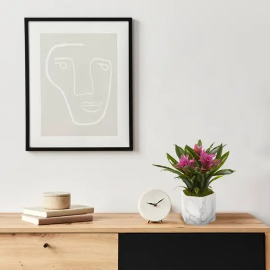 11" Purple Bromeliad in Marble Finished Vase {3}