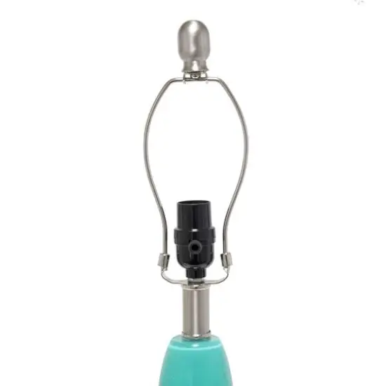 Lalia Home 23.5" Glass Dollop Table Lamp with White Fabric Shade Teal {7}