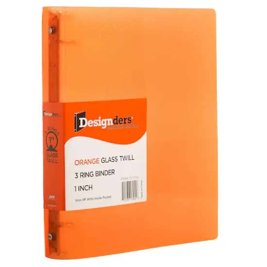 JAM Paper Glass Twill Plastic 3-Ring Binder Orange {1}
