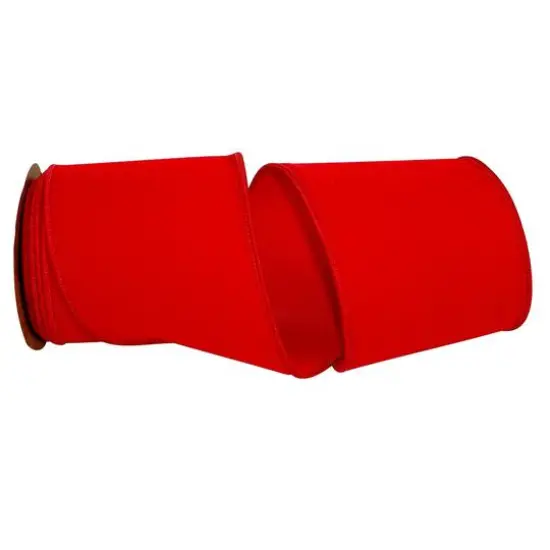 The Ribbon Roll 4" x 10yd. Velvet Wired Ribbon Hot Red/Gold {2}