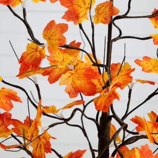 4ft. Pre-Lit Minimalist Autumn Maple Artificial Fall Tree with 56 Warm White LED Lights {4}