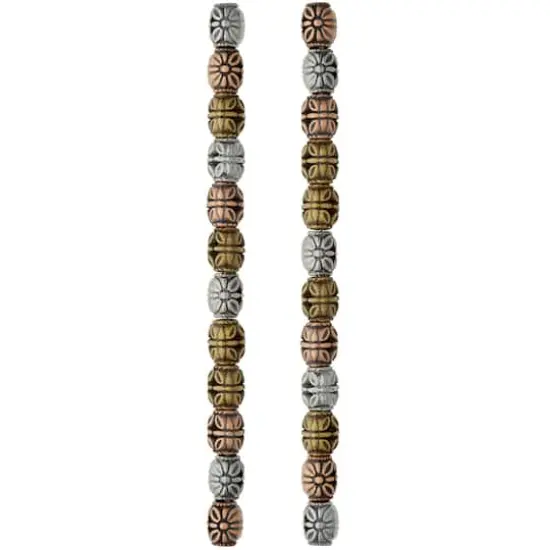 Multicolor Metal Plated Antique Barrel Beads, 10mm by Bead Landing&trade; {4}