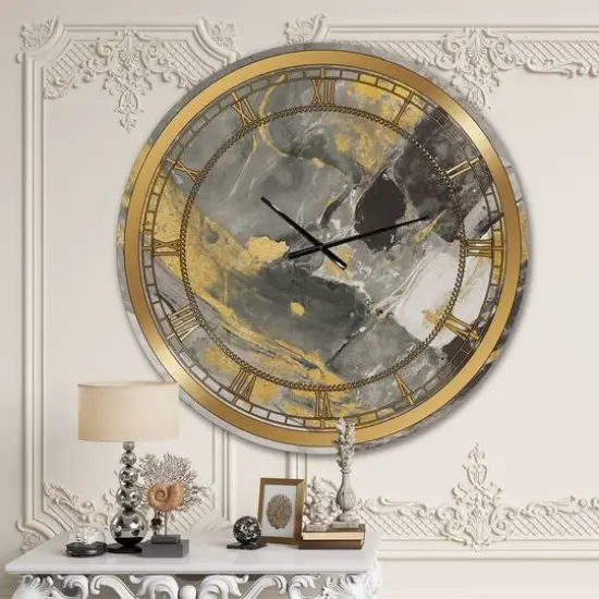Designart Marble Gold and Black II Glam Wall Clock {3}