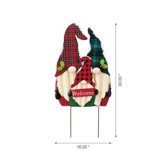 Glitzhome&reg; 3ft. Metal Gnome Family Yard Stake {8}