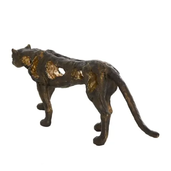 19" Bronze Leopard Distressed Textured Sculpture {4}