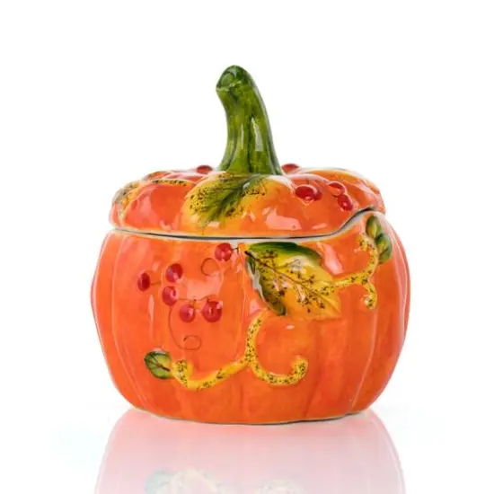 Gibson Home&reg; Orange Stoneware Pumpkin Cookie Jar with Lid {10}