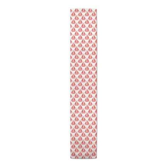 Sailboats Indoor/Outdoor Table Runner Coral on White {1}