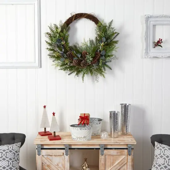 30" Pine & Pinecone Christmas Wreath on Twig Ring {5}