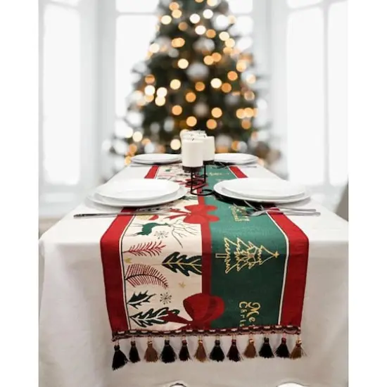 Wizardi 13.75" x 71" Festive Holiday Tree Christmas Table Runner {3}