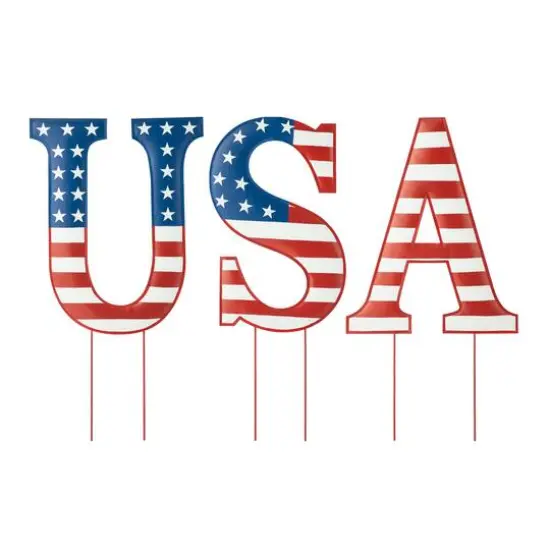 Glitzhome&reg; 45" Patriotic America USA Yard Stake Set {1}