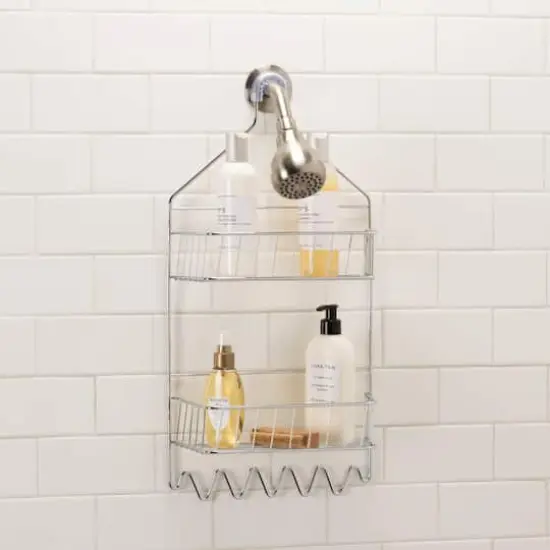 Bath Bliss Chrome 2 Tier Cabana Stripe Shower Caddy {4}