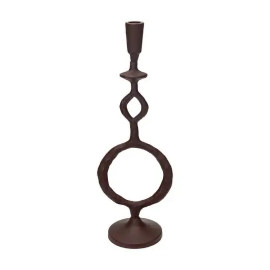 Hello Honey&reg; 15" Brown Decorative Cast Metal Taper Candle Holder {4}