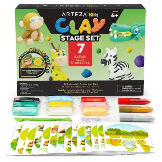 Arteza&reg; Kids Safari Small Stage Clay Kit, 74 pcs {1}