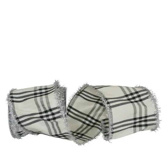 JAM Paper 4" x 10yd. Wired Frizzette Edge Duponi Burbank Plaid Ribbon {1}