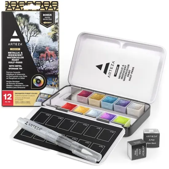Arteza&reg; Enchanted Forest Colors Watercolor Half Pan Set {9}