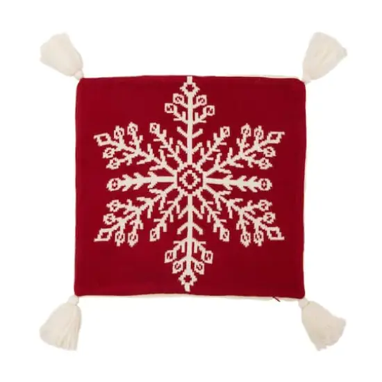 Glitzhome&reg; Knitted Snowflake Red Pillow Covers, 2ct. {4}
