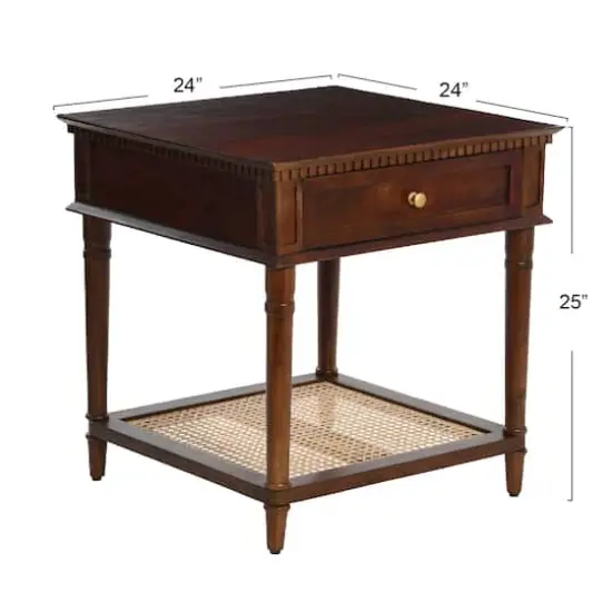 Hello Honey® 25" Maxwelton Solid Wood End Table with Drawer Dark Chestnut {5}