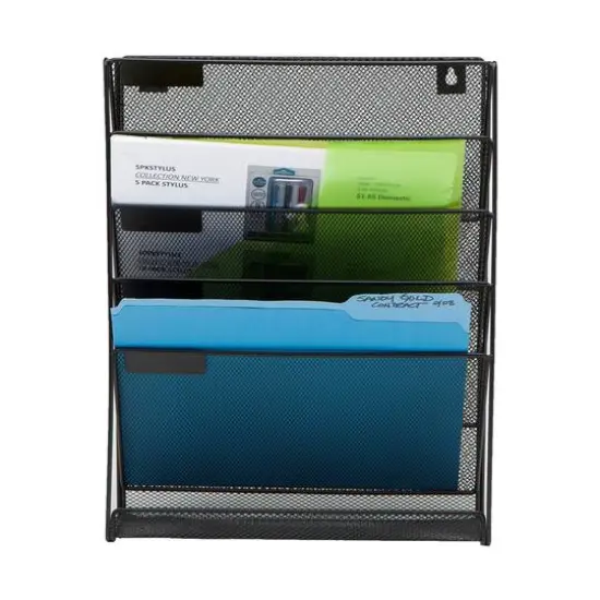Mind Reader 6 Compartment Vertical Hanging Wall File & Chart Organizer Black {7}