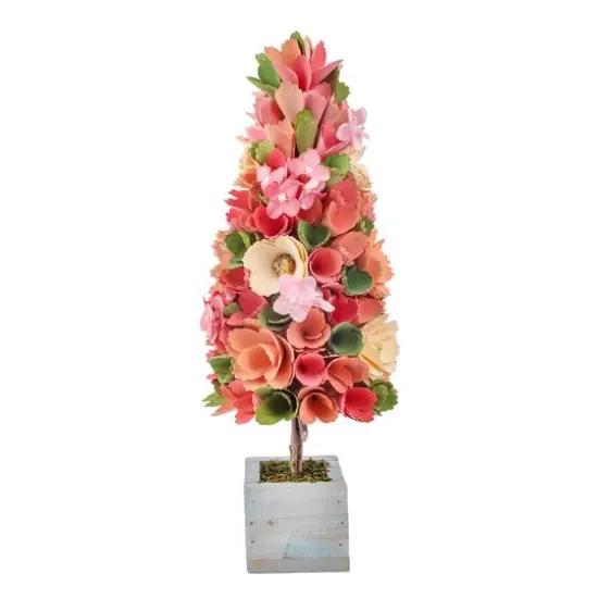 19" Pastel Colors Spring Floral Cone Tree {6}