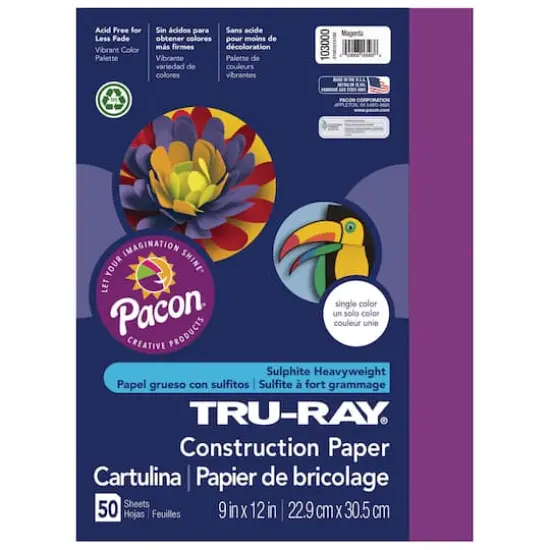Pacon&reg; Tru-Ray&reg; 9" x 12" Construction Paper, 50 Sheets Magenta {1}