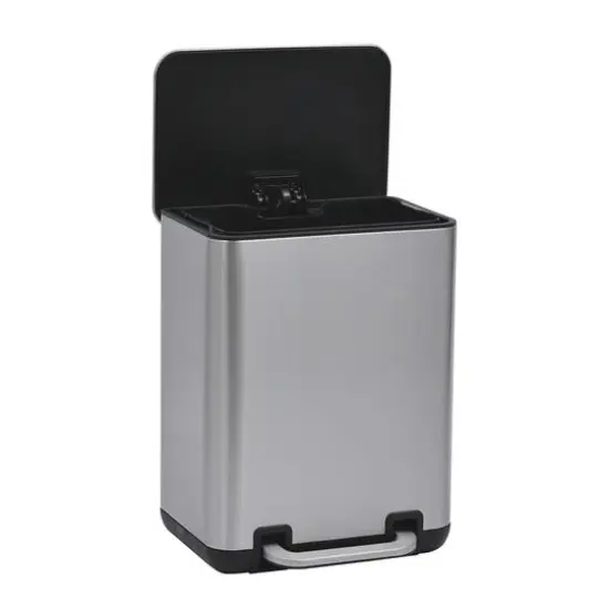 SunnyPoint 1.5gal. Satin Nickel Trash Can with Plastic Inner Bucket {4}