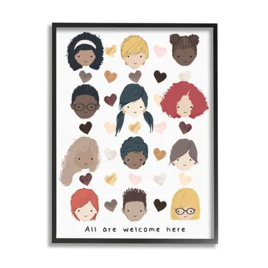 Stupell Industries All Welcome Here Child Portraits Black Framed Wall Art {1}