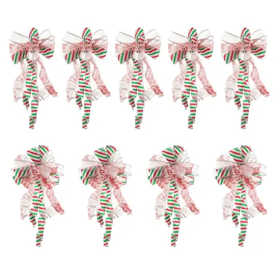 Glitzhome&reg; 32" Whimsical Red & Green Ribbon Christmas Bows, 9ct. {1}