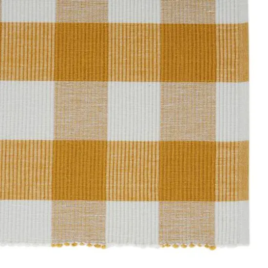 DII&reg; Buffalo Check Ribbed Placemat, 6ct. Honey Gold/White {5}
