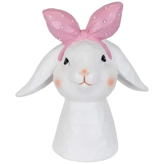 7.5" White & Pink Easter Bunny Bust with Hair Bow {1}