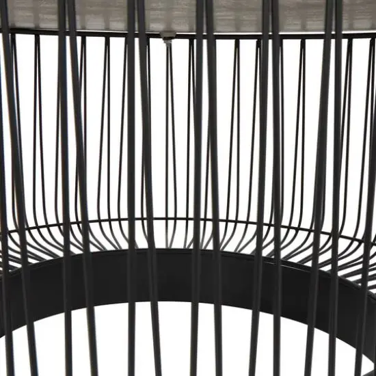 30" Black Metal Open Frame Wire Geometric Coffee Table with Silver Aluminum Top {8}