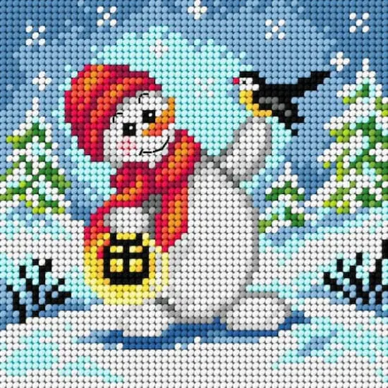 Orchidea Cheerful Snowman Gobelin Canvas Cross Stitch Kit {1}