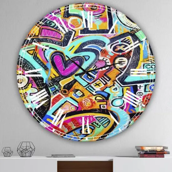 Designart 'Peacock Love Shimmy Large Modern Wall Clock {3}
