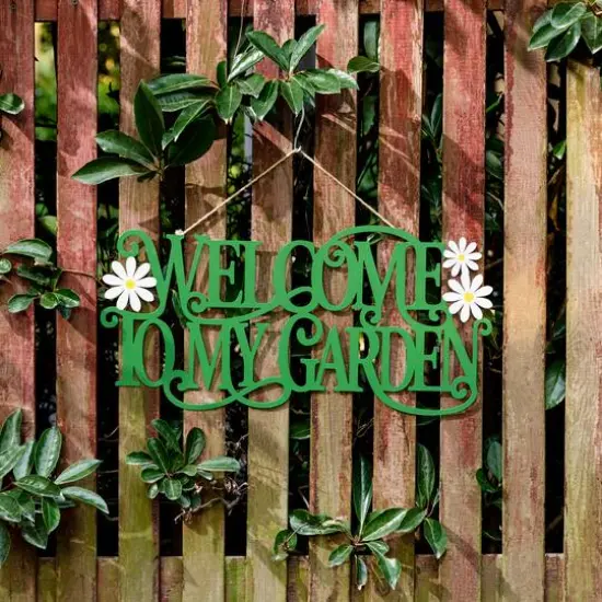 Glitzhome® 24" Welcome to my Garden Metal Cutout Wall Décor {4}