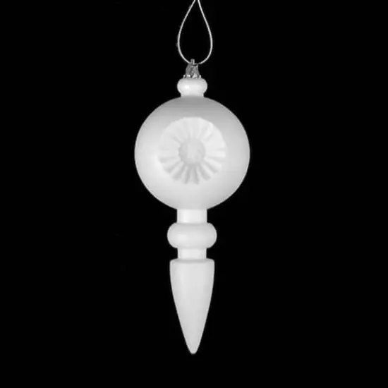 4ct. 7.5" Matte White Retro Reflector Shatterproof Christmas Finial Ornaments {5}