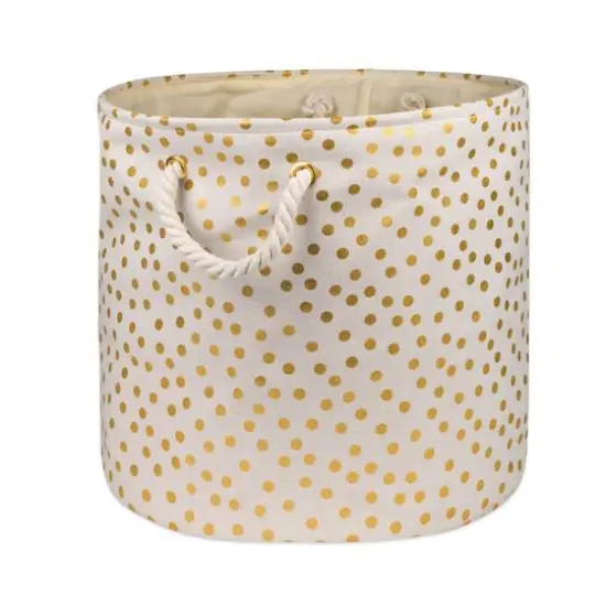 DII&reg; 15" Round Dots Fabric Bin Natural Off-White {2}